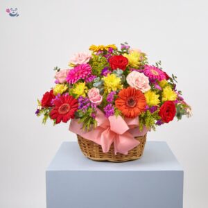 Canasta de gerberas con rosas